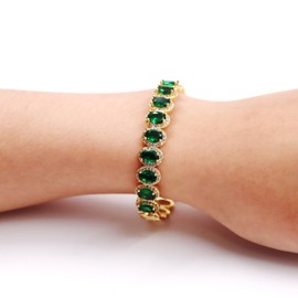 Fukugems 14K Gold Plated Cubic Zirconia Brass Bangles for Women, Stone, Cubic Zirconia