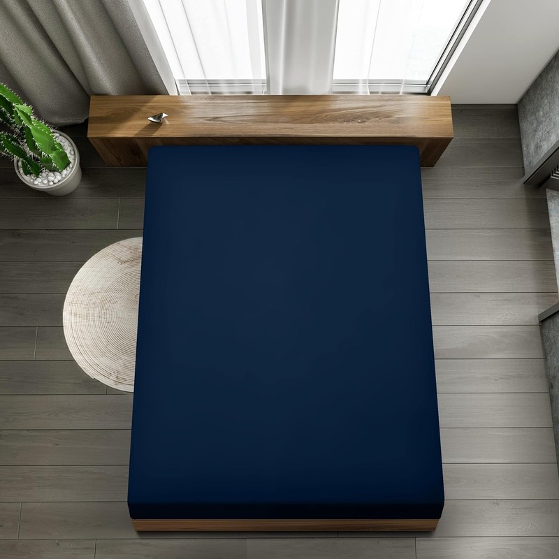 Utopia Bedding King Fitted Sheet, Navy - 12 Inch (30cm)