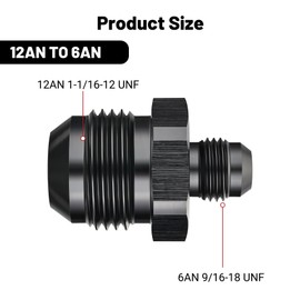EVIL ENERGY 12AN Male to AN6 Male Flare Reducer Coupler Union Straight Adapter Fitting Black