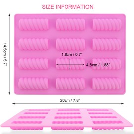 2 Packs Spiral Twist Shape Silicone Mold Cylindrical Chocolate Biscuit Mold 12-Cavity Spiral Shape Silicone Ice cream Bar Mold 3D Cylinder Baking Mold Baking for Candy Pastry Dessert DIY Soap