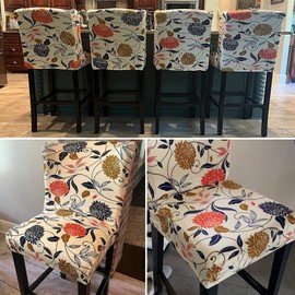 SearchI Bar Stool Covers Set of 2, Stretch Washable Barstool Seat Covers, Counter Height Chair Covers for Kitchen Dining Room Cafe (Orange Flower)