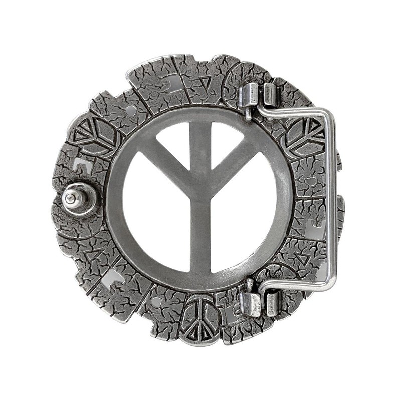 Cowboy Craft Unique Biker Buckle Antique Peace Sign Engraved Buckle