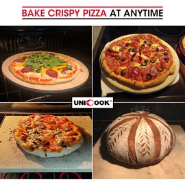 Unicook 12 Inch Round Pizza Stone, Heavy Duty Cordierite Bread Baking Stone for RV Oven, Grill and Toaster Oven, Ideal for Baking Crisp Crust Pizza, Bread, Cookies and More
