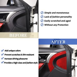 Daeiclru Real Carbon Fiber Car Door Interior Trim Panel Compatible with Jaguar F-Type 2013-2022, Inner Door Anti-Collision Strip Decoration Cover Sticker Accessories (Red)