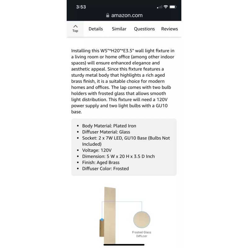 Ivanees Modern Attractive Wall Sconce 7W GU10 with Frosted Glass