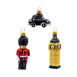 Oberfränkische Glas London Christmas Tree Decorations Set of 3