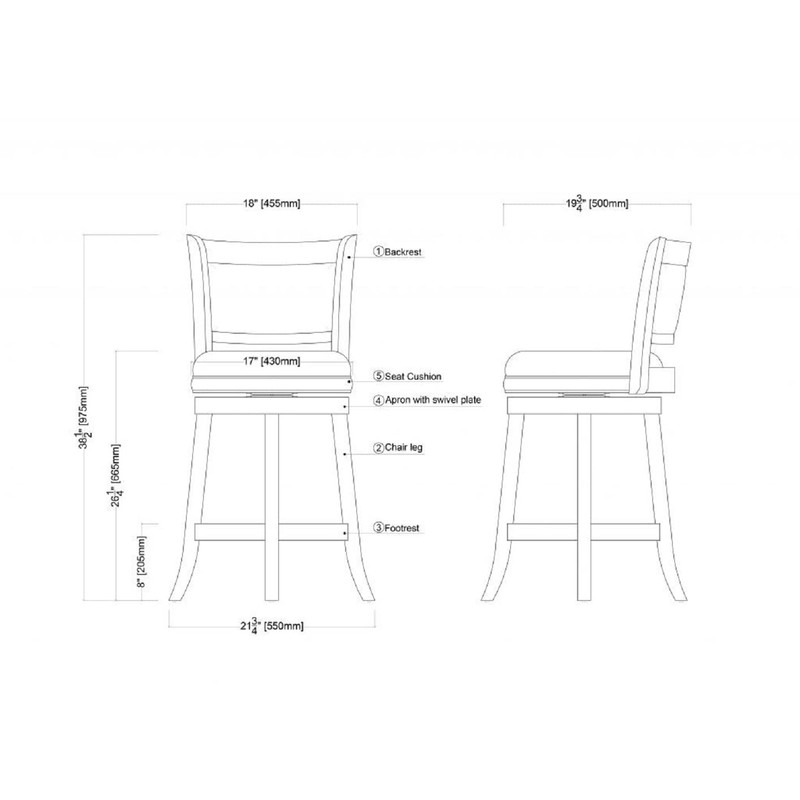 Boraam Augusta Counter Height Swivel Stool, 24-Inch, Cappuccino