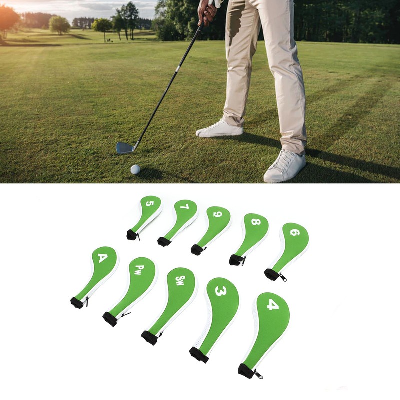 10 Pcs Golf Iron Head Cover Set with Zipper Golf