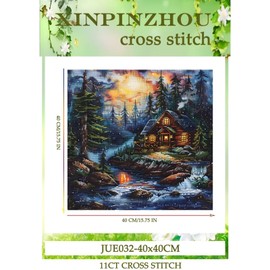 Xinpinzhou Cross Stitch Set, Pre-Printed Creek Landscape, Embroidery Templates, Embroidery Pictures, Pre-Printed Cross Stitch Embroidery Kit, Embroidery Kit, Embroidery Set, Adult Beginners