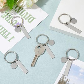 UNICRAFTALE 30pcs Engravable Metal Keychain Blanks Metal Stamping Tags 7.1cm Stainless Steel Blank Key Ring Tags with 60pcs Jump Ring Rectangle Engraved Blank Tags with Hole for Decorative Craft Gift