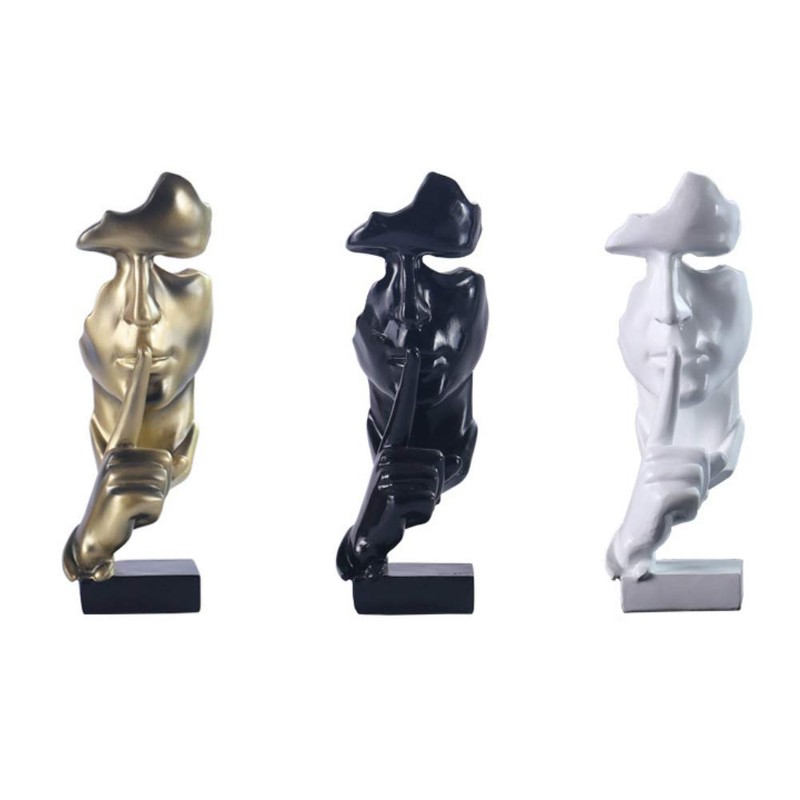 Asng Creative Abstract Men Figurine Sculptures, Keep Silence Statue, Thinker