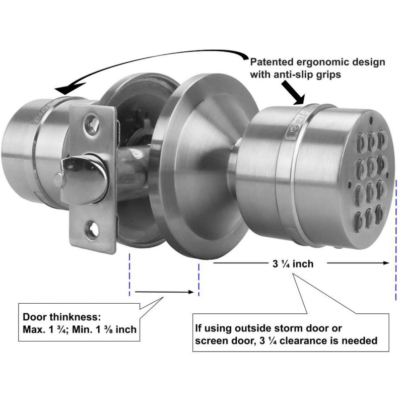 SoHoMiLL Electronic Door Knob (Spring Latch Lock; Not Deadbolt; Not