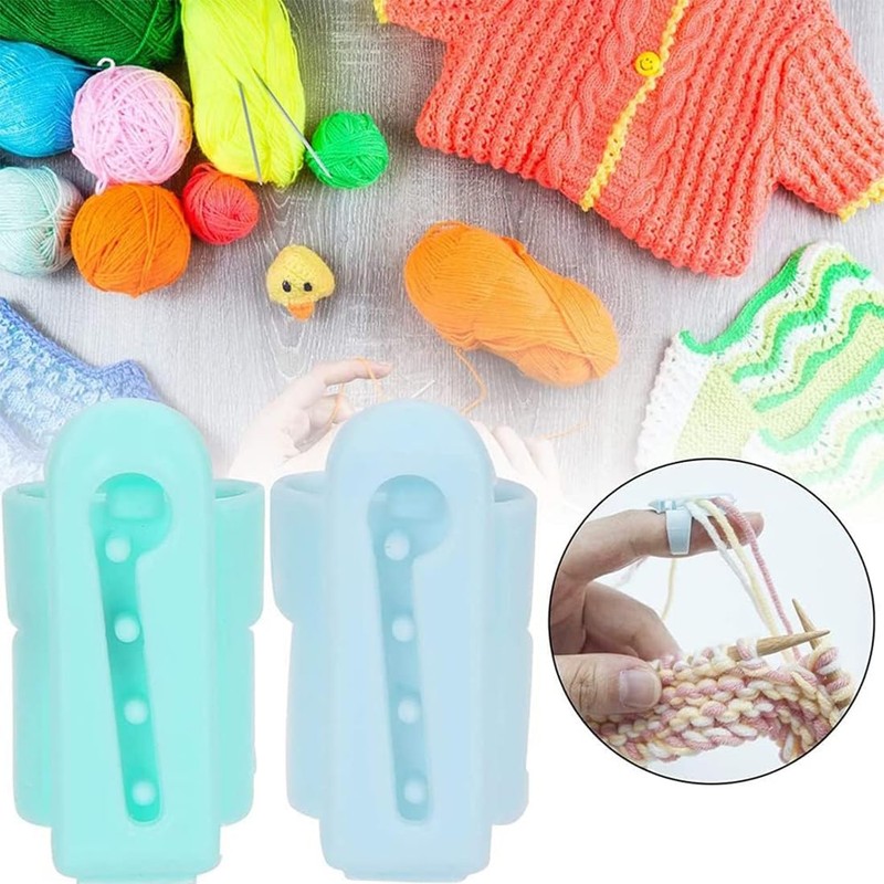 Set of 4 Adjustable Crochet Rings with Thread Guide for