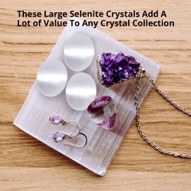 NORTHLANDZ Selenite Palm Stone, Healing & Calming Effects - High Energy Selenite Worry Stone, Used for Cleansing and Protection – 3 Pack