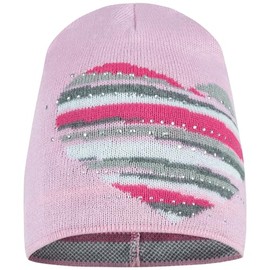 AJS Hat Transition Hat Knitted Hat Girls Children's Hat Rhinestone Heart Beanie, Pink-E