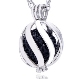 Morella women’s guardian angel necklace stainless steel 70 cm with pendant spiral and melody ball zirconia in jewellery bag., Stainless Steel