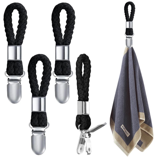 MAEXUS Pack of 4 black towel clips, towel clips for