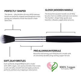 MSQ Eye Makeup Brush Set 8pcs Eyeshadow Makeup Brushes Eye Shadow Concealer Brush Eyebrow Powder Liquid Cream Blending Brush Set with Premium Wooden Handles Black
