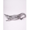 HAUCOZE Crocodile Sculpture Statue Animal Figurine Geometric Decor Polyresin Silver