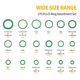 SPEEDWOX O Ring Assortment Kit 270 Pcs 18 Sizes Rubber O Ring with Valve Core Removal Tool and Double-ended Hook Sealing Gasket Washer Set for Faucet Tap Plumbing and Automotive Repair