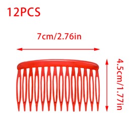 YUYUDEHM 12 PCS French Side Comb, 6 Colors Women Decorative Side Comb Clips, 14 Teeth Decorative Hair Accessories for Doing Styling, Bun Chignon