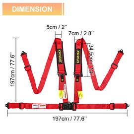 Wuidail 4 Point Harness Seat Belt with 2 Inch Padding Comfortable Shoulder Pad Seat Belt for Go Kart UTV & ATV (Red-1)