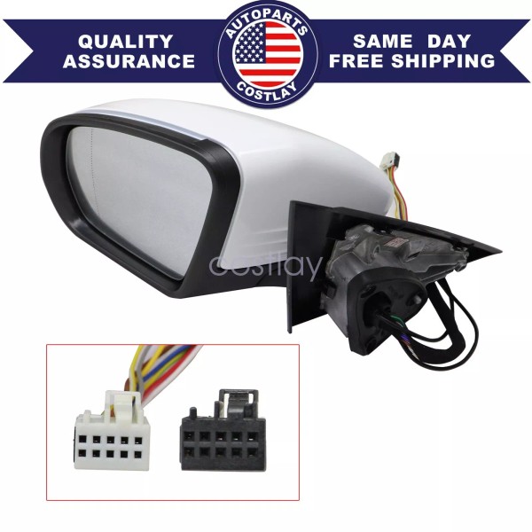 Soillar White Left Driver Side Mirror Fit For Mercedes C250