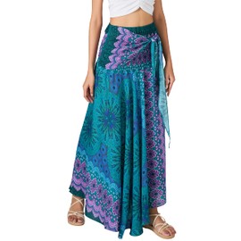 Joob Joob Long Boho Skirts for Women - Bohemian Hippie Maxi Summer Skirt Aqua