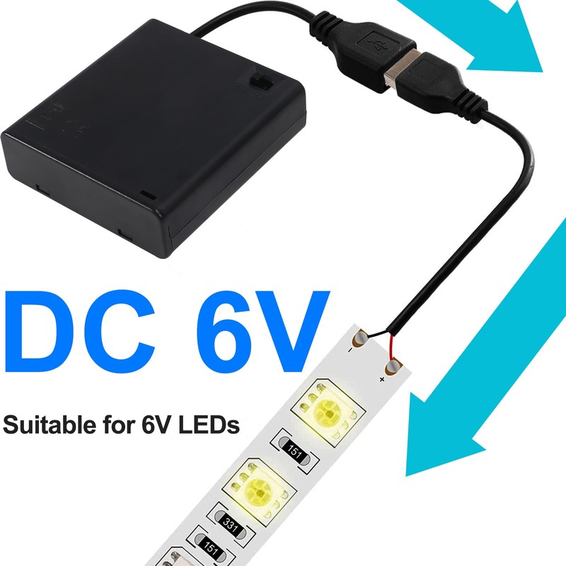 AEDIKO 2pcs 4 AA Battery Holder USB Switch 6V USB