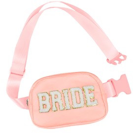 Lamyba Bachelorette Gifts for Bride Fanny Pack, Bride to be Gifts for Bridal Shower Party Wedding day, Belt Bag for Bride with Adjustable Strap, Waterproof Crossbody Waist Bag, Pink