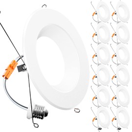 Sunco 12 Pack LED Recessed Lighting 6 Inch, 4000K Cool White, Dimmable Can Lights, Baffle Trim, 13W=120W, 1050 LM, Damp Rated, Retrofit Installation - ETL
