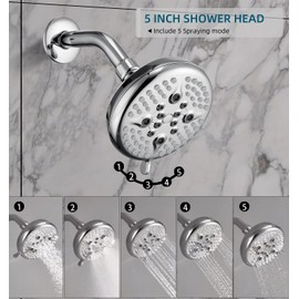 ELLO&ALLO Shower Faucet Set with Valve, Single Handle Tub and Shower Faucet Combo Set, Chrome (Valve Included)