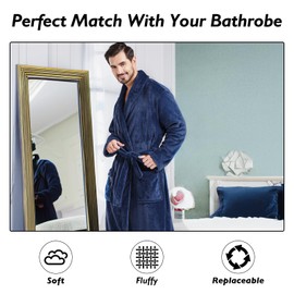 FashGudim Mens Robe Belt Replacement Plush Bathrobe Tie Waist Belt 86 inch x 1.6 inch （Blue）