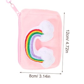 Healeved Rainbow Plush Wallet Keychain Bag Cute Mini Coin Purse for Soft Cartoon Storage Pouch with Key Ring for Handbag Backpack Decoration