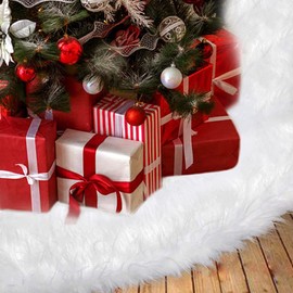 BLAZOR Christmas Tree Skirt, White Xmas Tree Skirts, Faux Fur Tree Skirt, Covering the Bottom of The Tree, Holiday Ornaments, New Year Home Party Ornaments