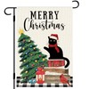 DLZDN Christmas Garden Flag Funny Black Cat Tree Flag 12×18