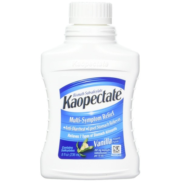 Kaopectate Multi-Symptom Relief Anti-Diarrheal/Upset Stomach Reliever Liquid, Vanilla, 8 Fl Oz, Pack of 3