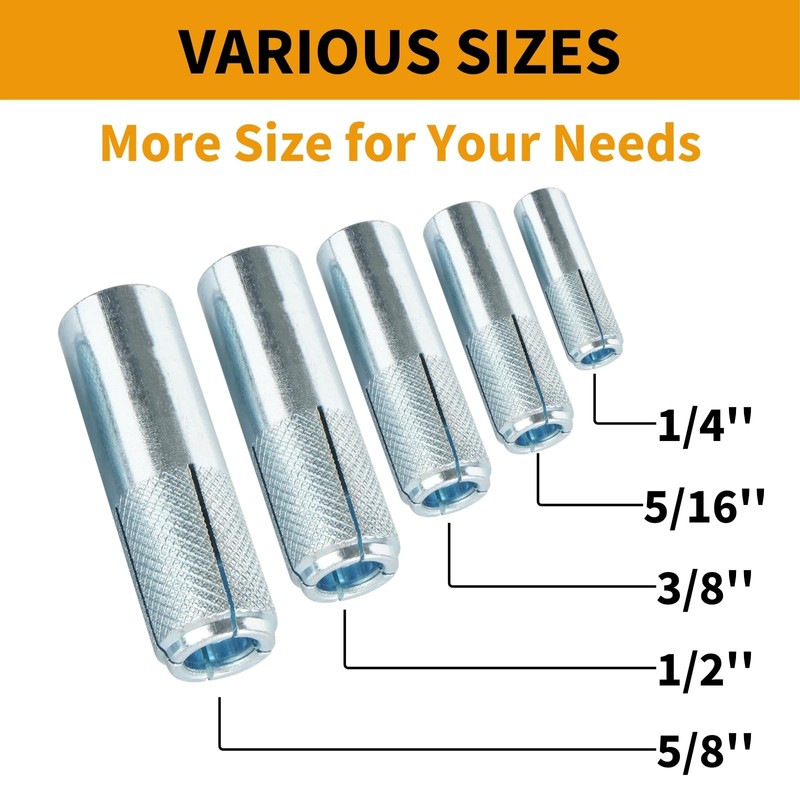 YaaYii 50 PCs Drop-in Anchors 5/16-18 Zinc-Plated for Concrete, Secure