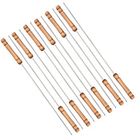 TopHomer 12 Packs Stainless Steel Outdoor Skewers with Comfortable Grip Wooden Handle for Meat Shrimp Chicken Vegetable Barbecue