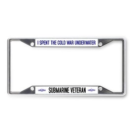 Sign Destination Metal License Plate Frame Cold War Underwater Submarine Veteran Car Auto Tag Holder Chrome 4 Holes Set of 2