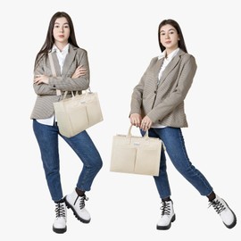 TOPDesign Heavy-Duty Canvas Tote Bag for Women, Adjustable Crossbody/Shoulder Handbag with 9 Pockets, Everything Tote, Beige, One Size