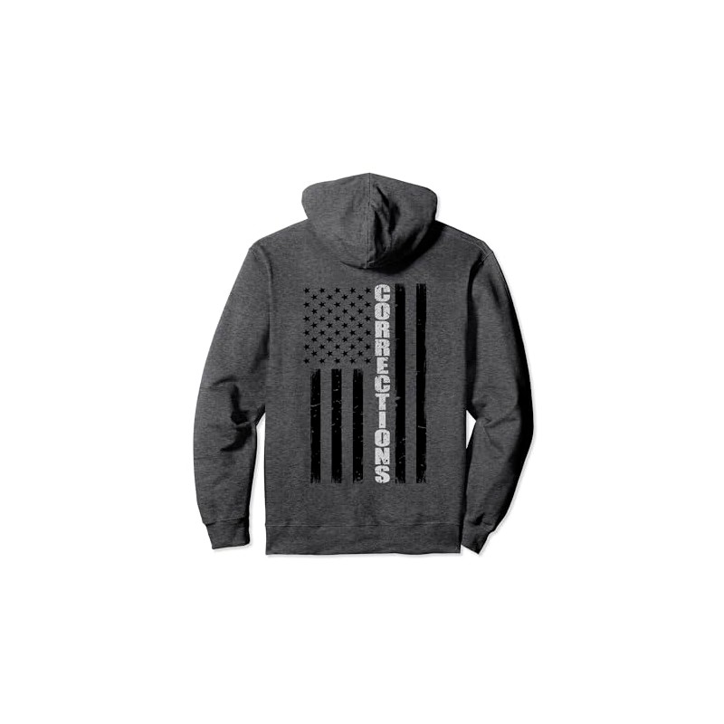 Thin Silver Line Flag Corrections Officer Pullover Hoodie