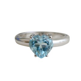 8mm herzförmiger Ring aus Sterlingsilber mit blauem Topas Natürlicher Edelstein - Geburtstagsgeschenk - Weihnachtsgeschenk - Handgefertigte Geschenkideen für Frauen (US Size 6 / Diameter 16.5)