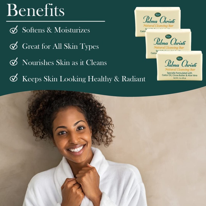 Palma Christi (Castor Oil) Natural Cleansing Bar Soap, 3 bar