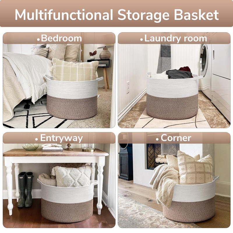 Goodpick Large Storage Basket, 83L Dorm Room Essentials, Blanket Woven