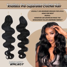 Feather Crochet Hair Pre Looped Crochet Human Hair Curly For Black Women Pre Separated Knotless Crochet Hair Human Hair Body Wave 18Inch 120g