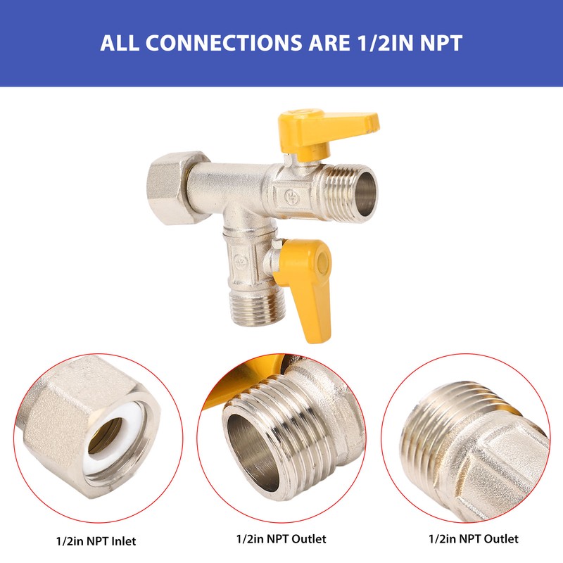 RV 3 Way By Pass Valve 1/2in NPT RV Water
