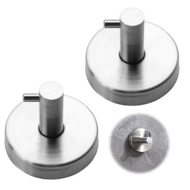 Suction Cup Hook, Stainless Steel Suction Hook, Extra Strong, Waterproof Vacuum Towel Holder, Suction Cup, Reusable Towel Holder, No Drilling for Bathroom and Kitchen, Load Capacity up to 5 kg (Pack