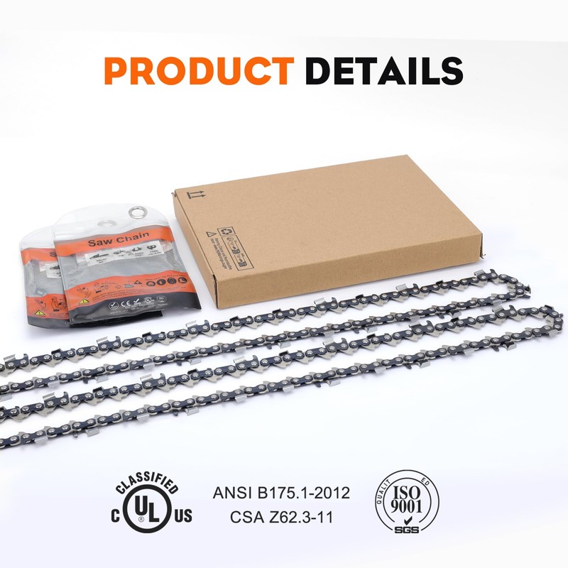 Hipa（2 pack）E70 20 Inch Chainsaw Chain For Echo CS-590 CS-600