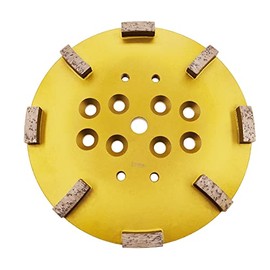 10" Pro Concrete Diamond Grinding Head disc Plate, 25Grit Curved Rectangle Segment (25Grit Very Soft Bond 8 Segments)